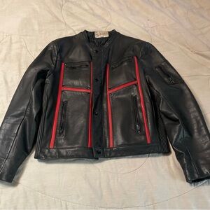 Schott Vintage Racer Motorcycle Black/Red Leather Jacket Men’s 42